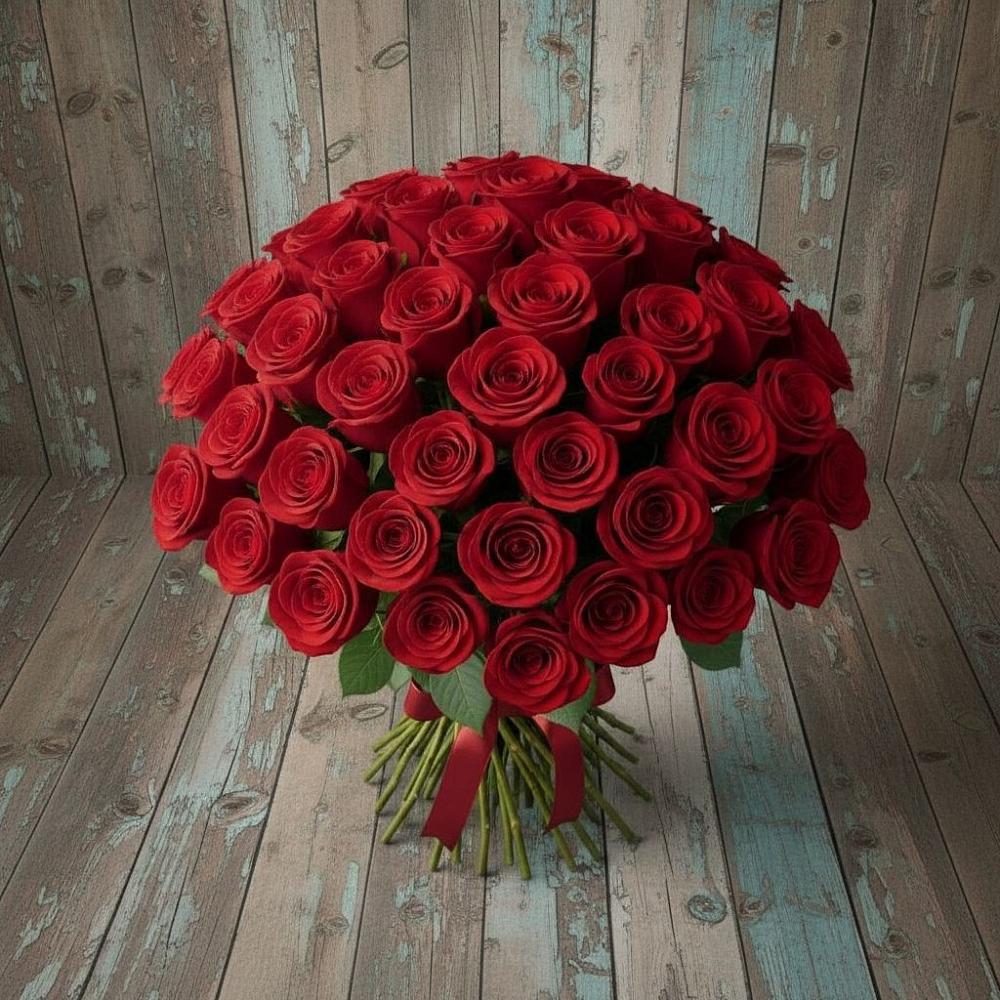 Букет 55 Красных роз Фридом в Адыгейске