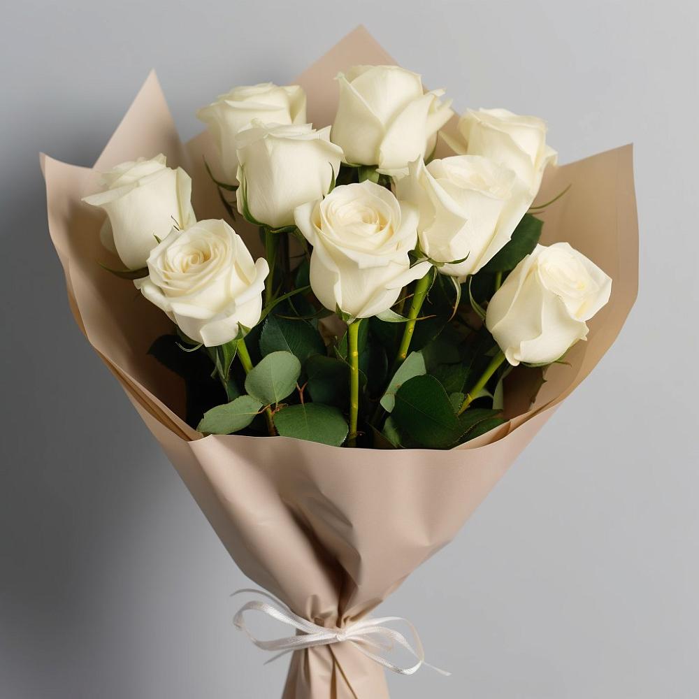 Букет 9 Белых роз Эдлесс Лав в Адыгейске