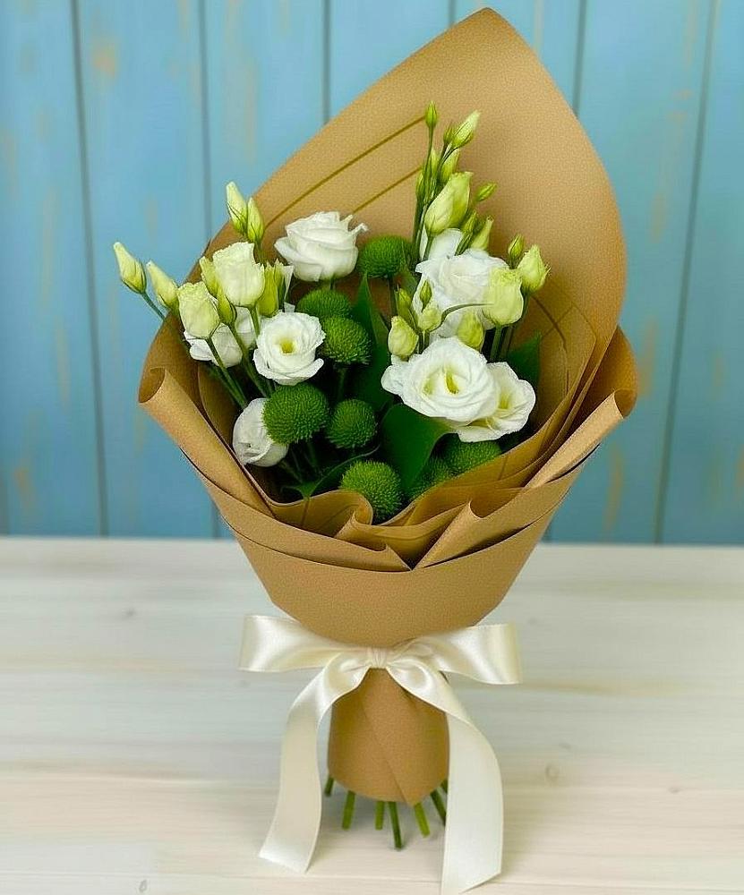 Букет цветов из: Хризантемы и Лизиантусы в Адыгейске