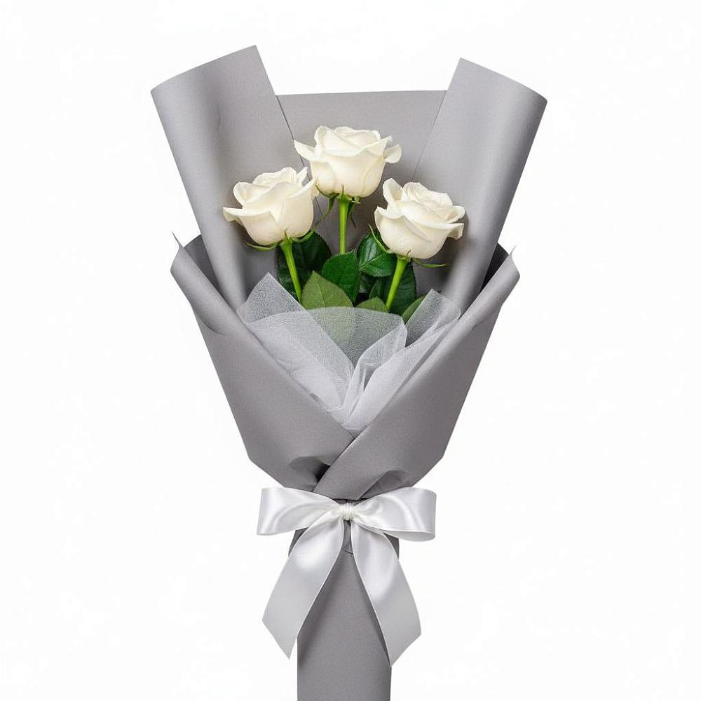 Букет 3 белые розы в Адыгейске