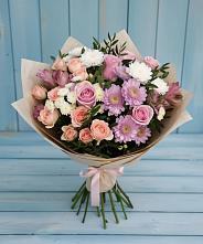 Букет цветов из:  Хризантемы, Розы и Альстромерии в Адыгейске