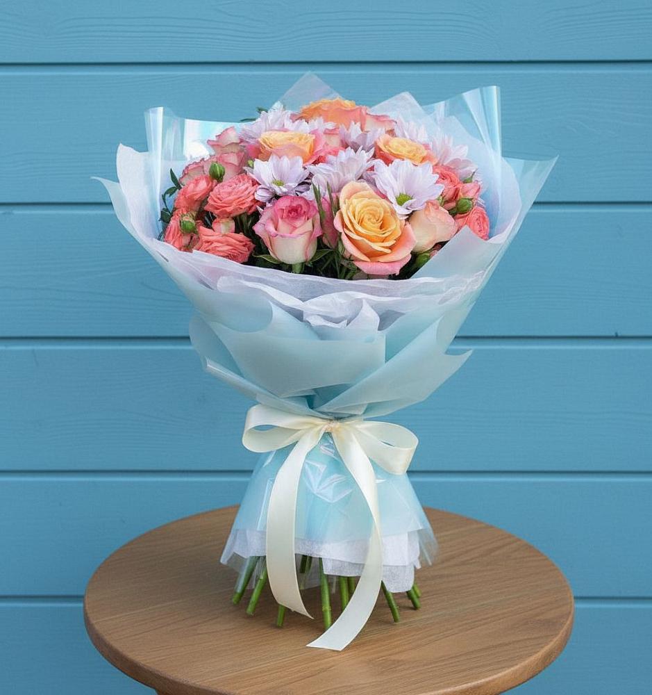 Букет цветов из: Хризантемы и Розы в Адыгейске