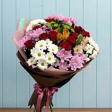 Букет цветов из:  Розы, Хризантемы и Альстромерии #REPLACE_PRED# Адыгейске