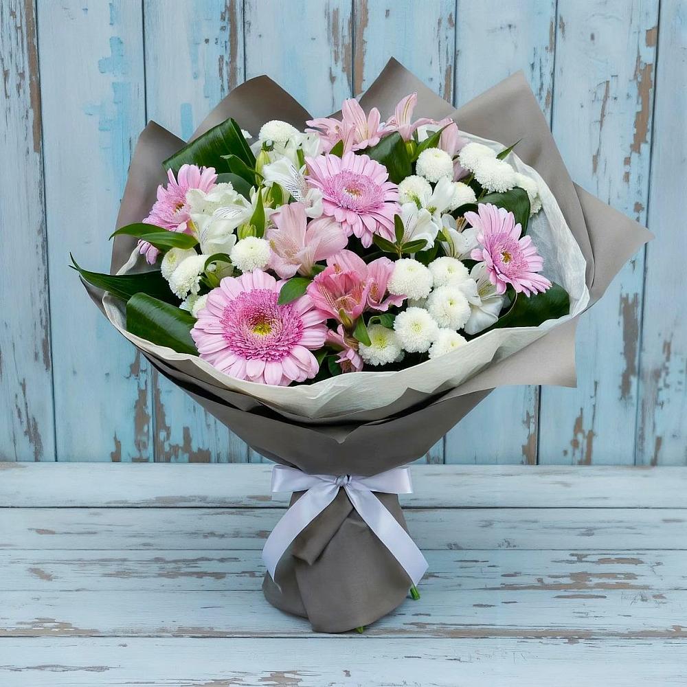 Букет цветов из: Герберы, Альстромерии и Хризантемы в Адыгейске
